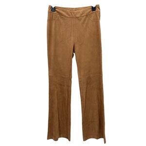Soft Surroundings Pants Womens XS Tan Camel Faux Suede Pull On Bootcut‎ Stretch